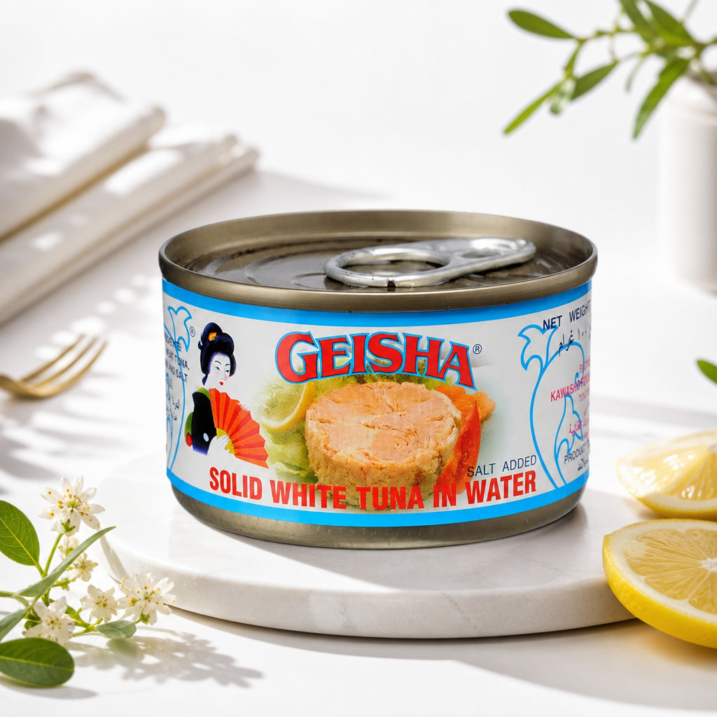 WHITE MEAT TUNA - GEISHA - جيشا تونة بيضاء في ماء 200 جم ٤ حبه