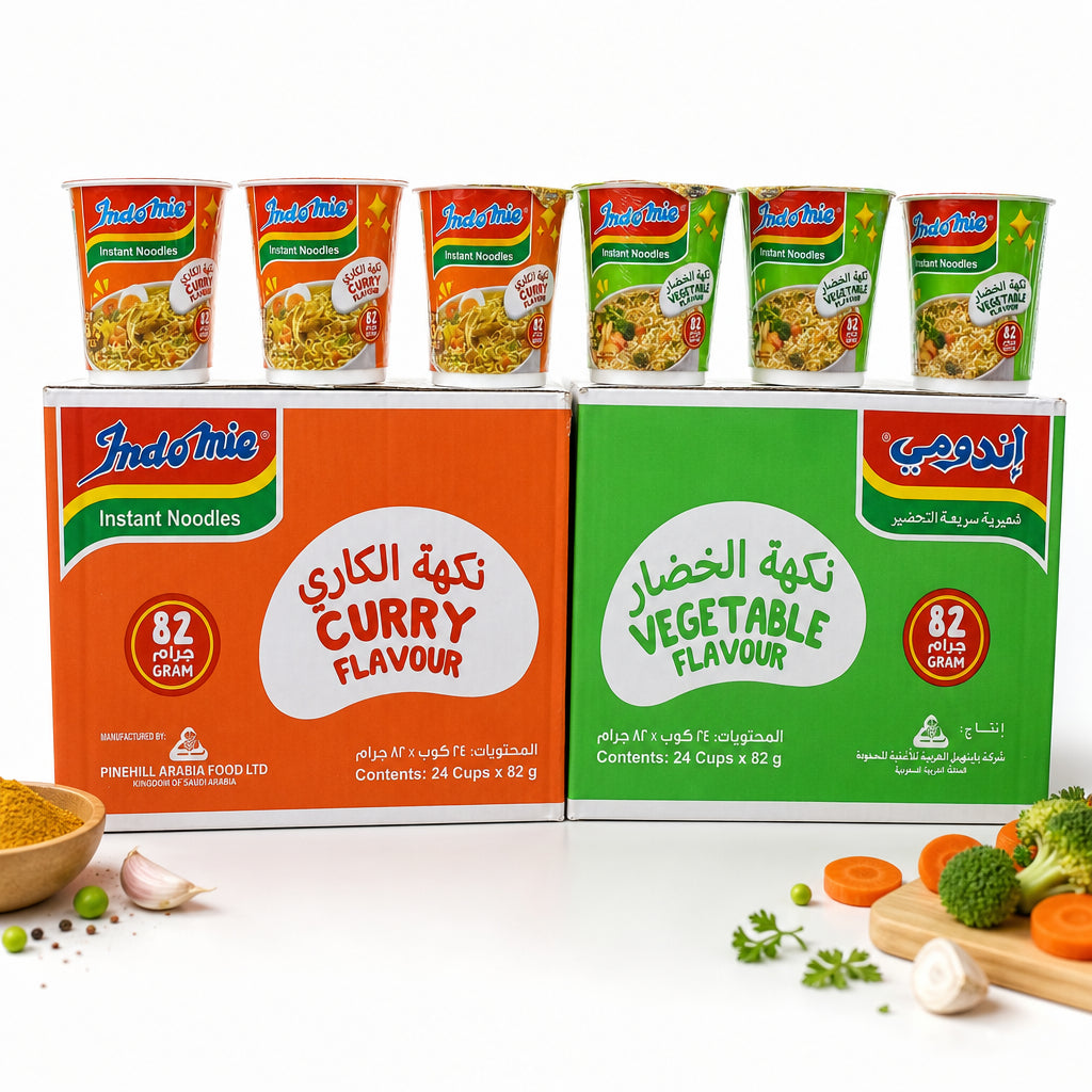 إندومي - Indomie -اندومى نكهه الخضار 
اندومى نكهه الكارى 
الوزن 82جرام حجم الكبير
