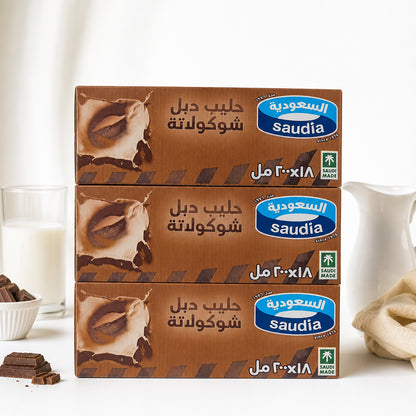 حليب دوبل شكولاتة السعودية باكيت 18 حبة