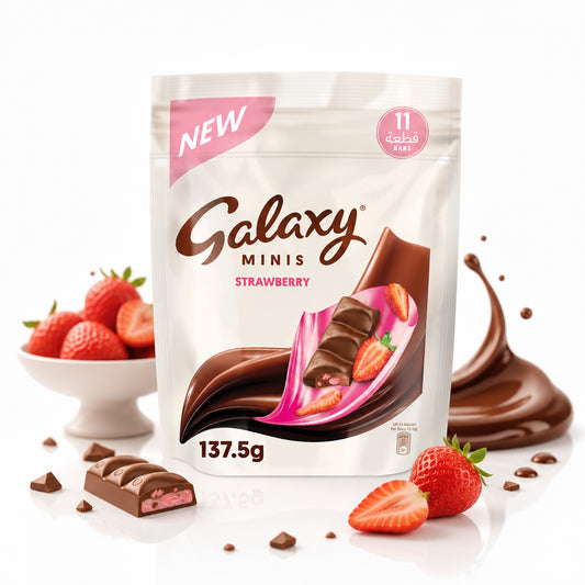 Galaxy Minis Strawberry - جالكسي ألواح شوكولاتة ميني بالفراولة 137.5 جم